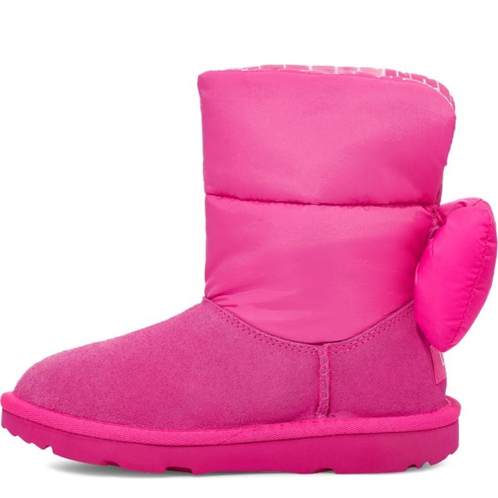 🆕PINK UGG Bailey Back Bow Girls Water-Resistant Maxi PUFFER Boot NWT Rock Rose - Picture 3 of 8